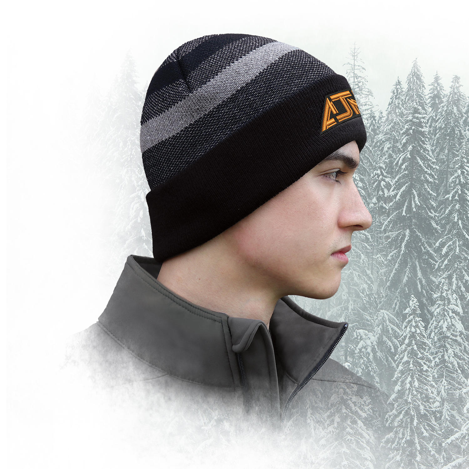 Cuff Toque — Stripe rib knit — AJM 9A550M - Image 2