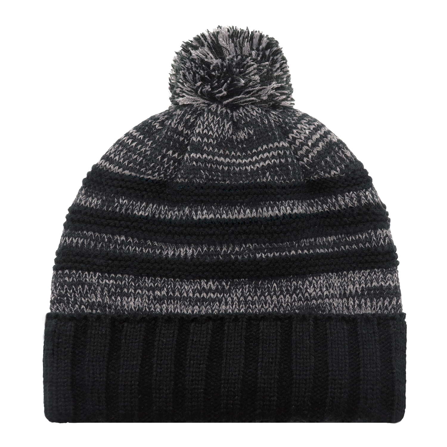Cuff Toque (Pom Pom 8cm) — Marl Stripe jersey knit / Chunky knit — AJM 9G159M - Image 4