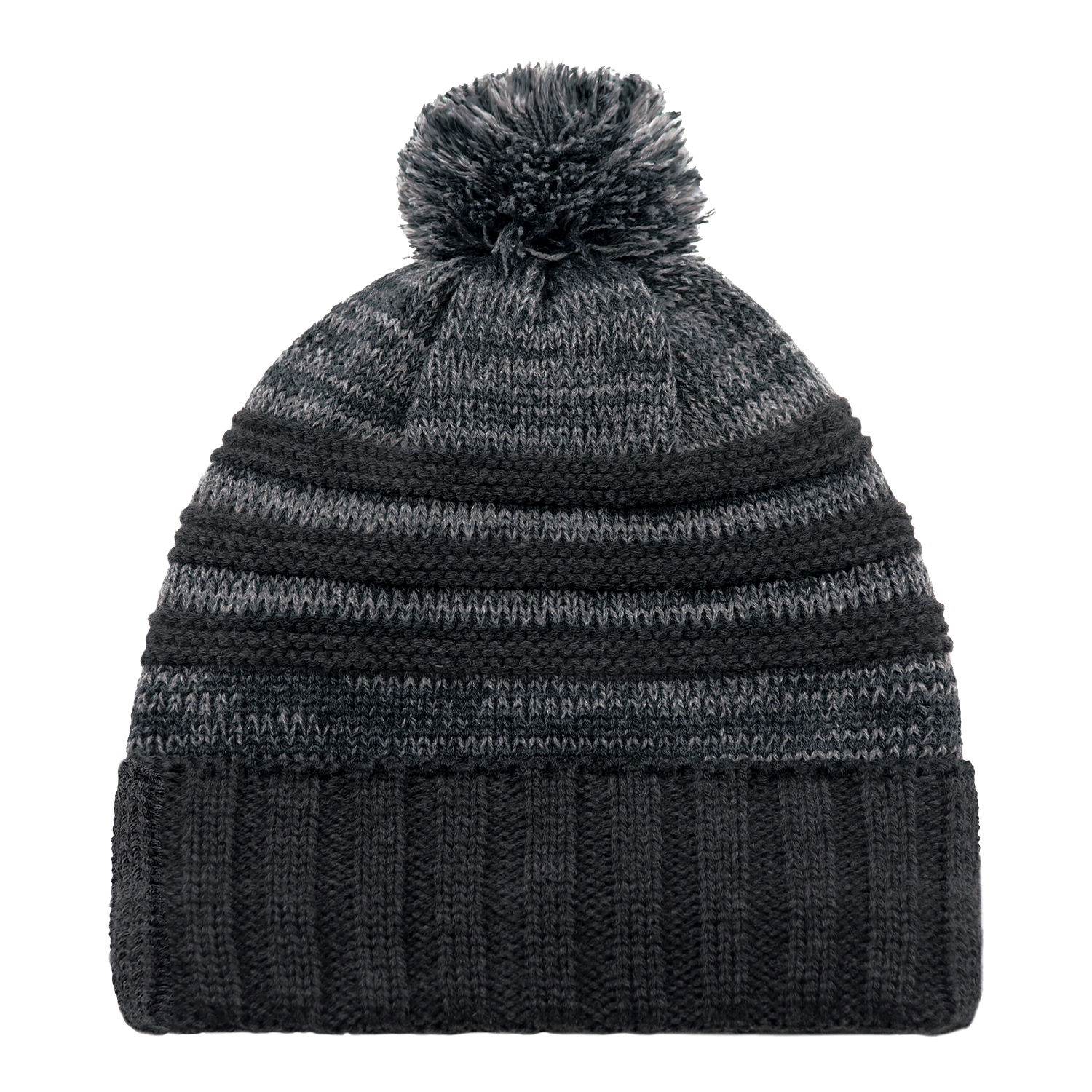 Cuff Toque (Pom Pom 8cm) — Marl Stripe jersey knit / Chunky knit — AJM 9G159M - Image 5