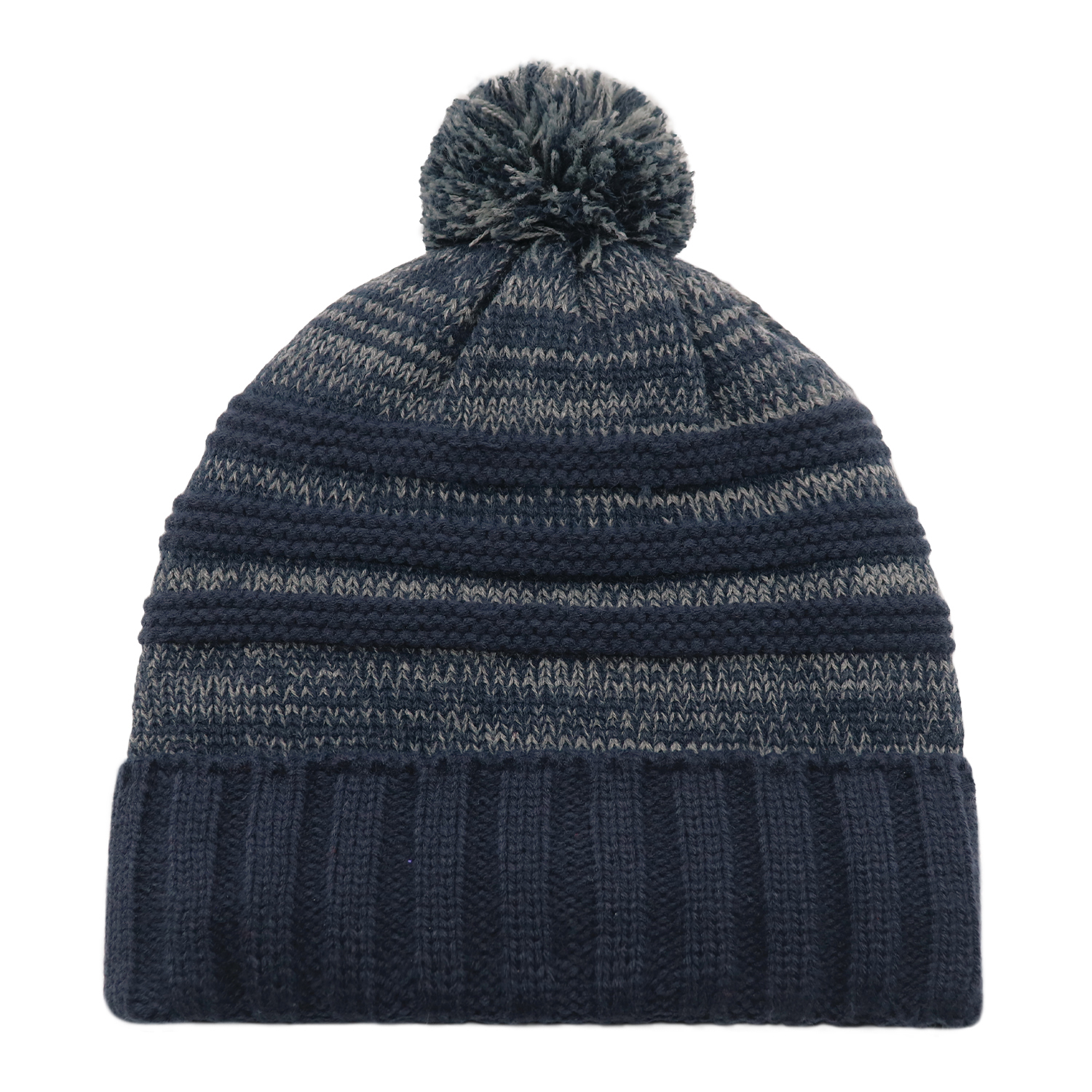 Cuff Toque (Pom Pom 8cm) — Marl Stripe jersey knit / Chunky knit — AJM 9G159M - Image 6