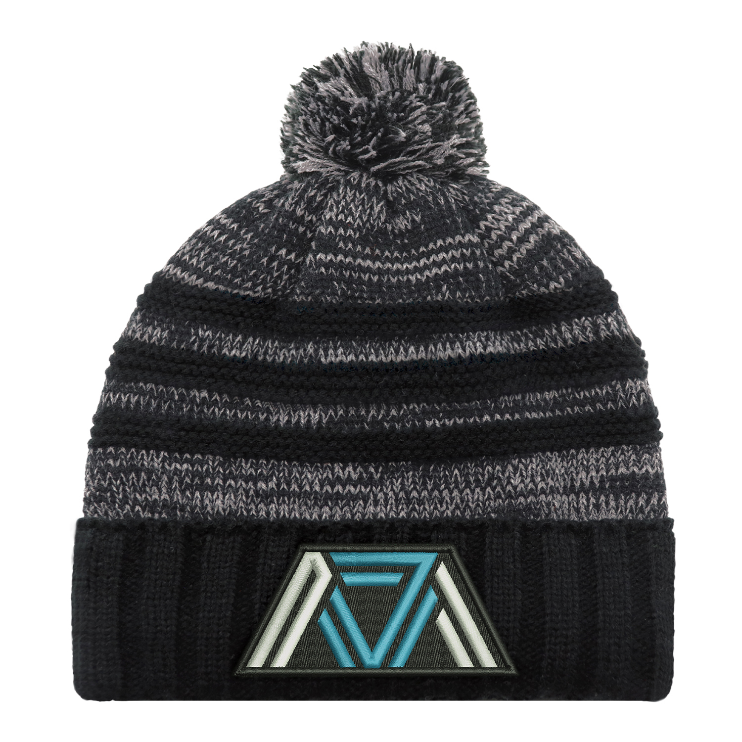 Cuff Toque (Pom Pom 8cm) — Marl Stripe jersey knit / Chunky knit — AJM 9G159M