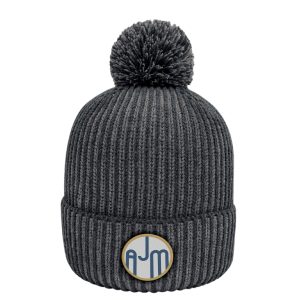 Cuff Toque with Flat Seams (Pom Pom 8cm) — Stripe rib knit — AJM 9H267M
