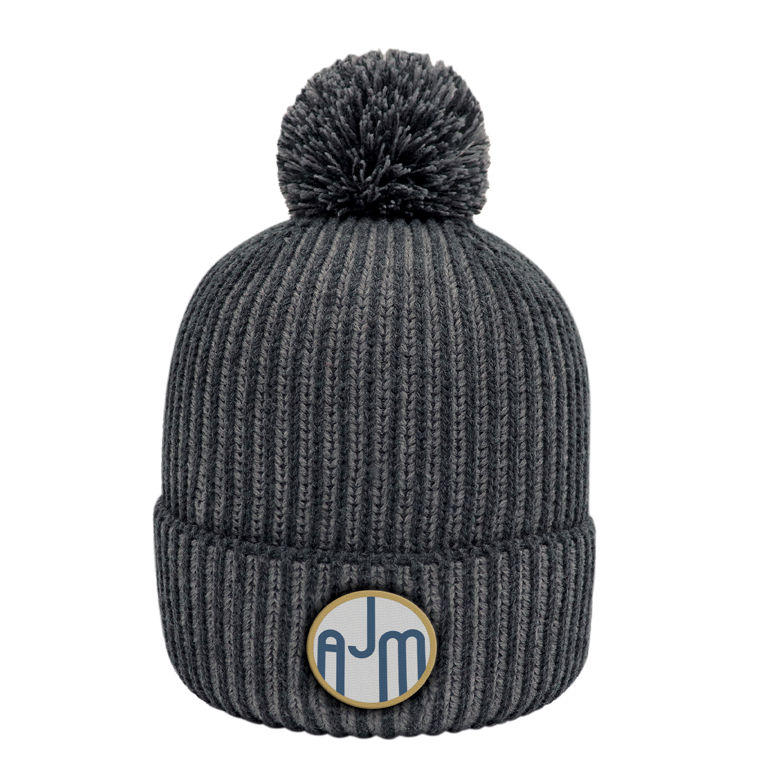 Cuff Toque with Flat Seams (Pom Pom 8cm) — Stripe rib knit — AJM 9H267M