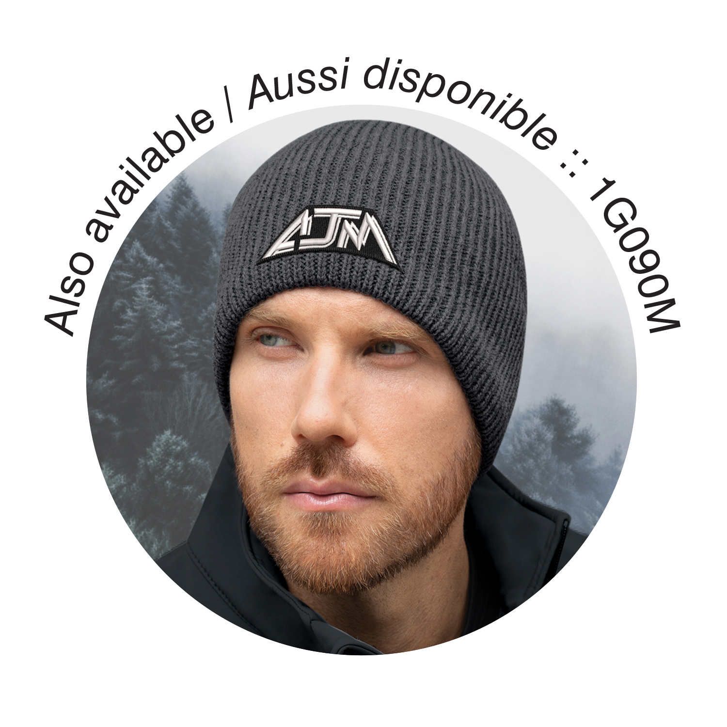 Cuff Toque with Flat Seams (Pom Pom 8cm) — Stripe rib knit — AJM 9H267M - Image 5