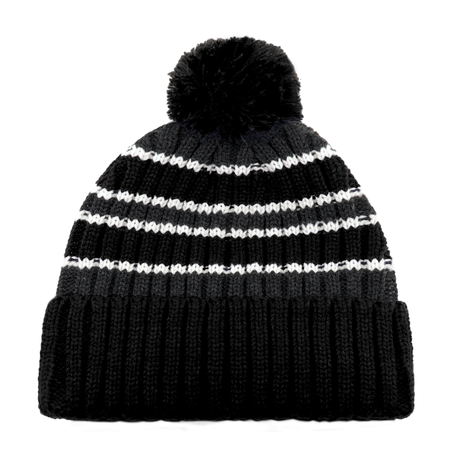 Cuff Toque (Pom Pom 8cm) — Stripe chunky knit — AJM 9I258M - Image 3