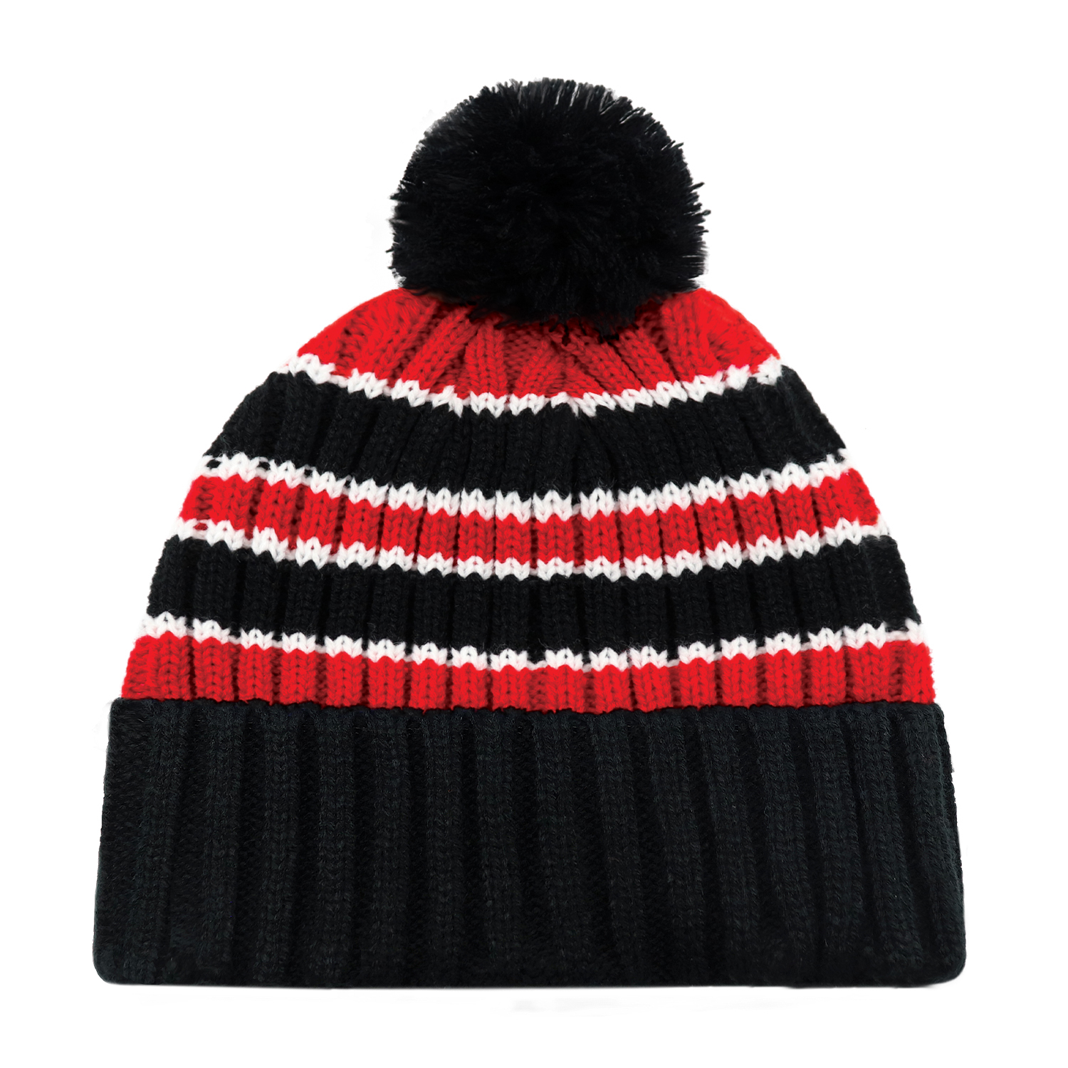 Cuff Toque (Pom Pom 8cm) — Stripe chunky knit — AJM 9I258M - Image 4