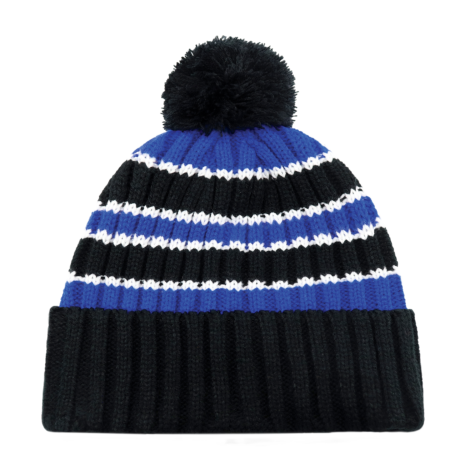 Cuff Toque (Pom Pom 8cm) — Stripe chunky knit — AJM 9I258M - Image 5