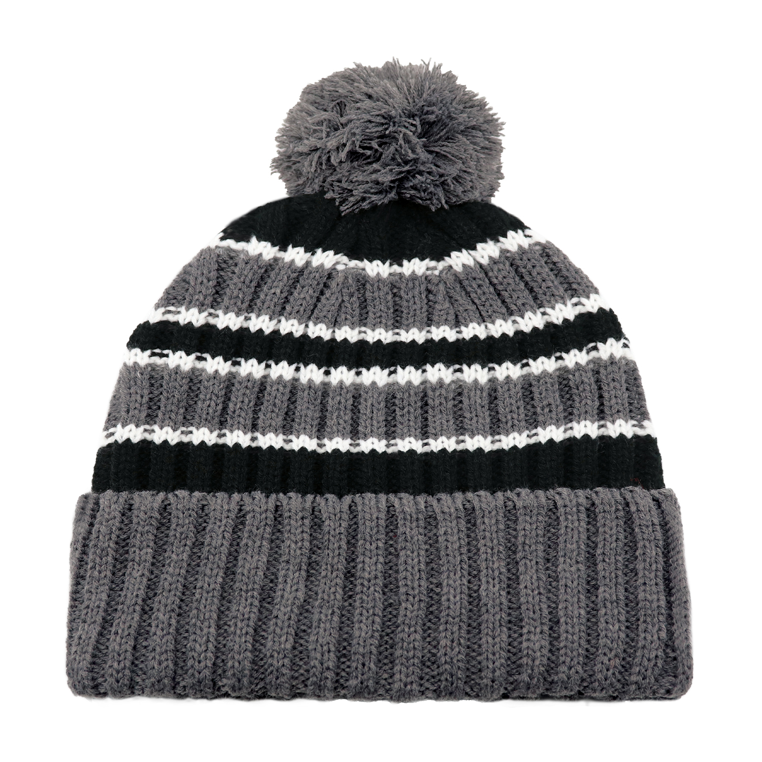 Cuff Toque (Pom Pom 8cm) — Stripe chunky knit — AJM 9I258M - Image 7