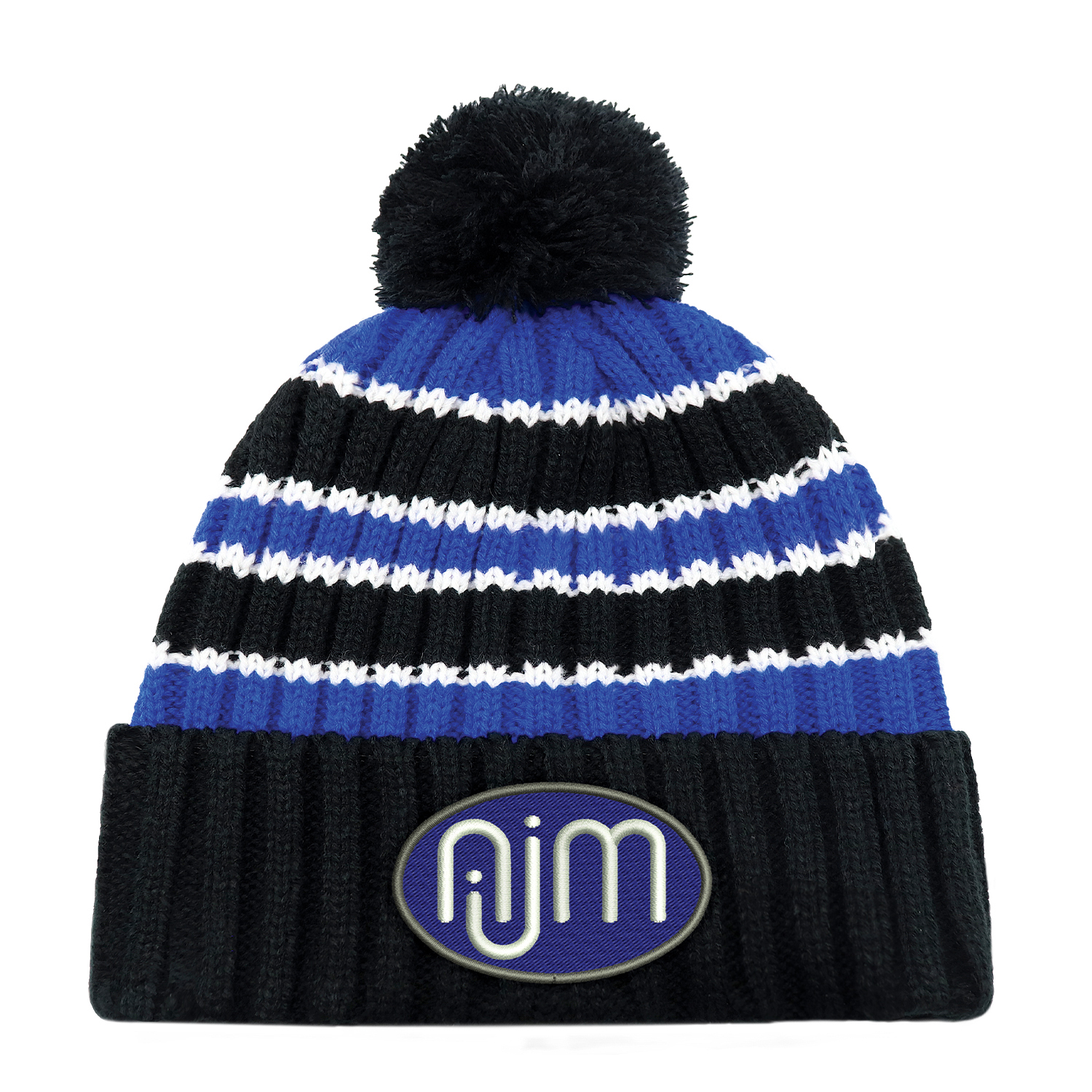 Cuff Toque (Pom Pom 8cm) — Stripe chunky knit — AJM 9I258M