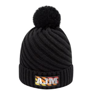 Cuff Toque (Pom Pom 8cm) — Jacquard cable knit — AJM 9J210M