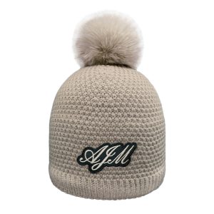 Board Toque (Faux Rabbit Pom Pom 12cm, Women's) — Jacquard Popcorn knit — AJM 9L020L