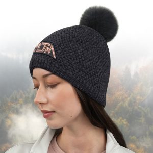 Alternative view of Board Toque (Faux Rabbit Pom Pom 12cm, Women's) — Jacquard Popcorn knit — AJM 9L020L
