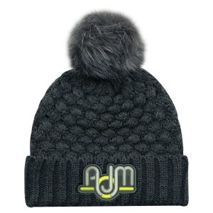 Cuff Toque (Faux Fur Pom Pom 12cm, Women’s) — Jacquard bubble knit — AJM 9L580L