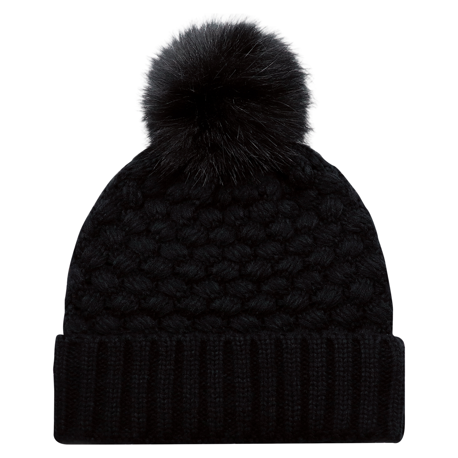 Cuff Toque (Faux Fur Pom Pom 12cm, Women’s) — Jacquard bubble knit — AJM 9L580L - Image 5