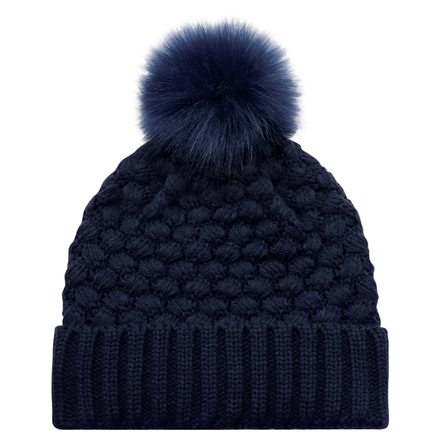 Cuff Toque (Faux Fur Pom Pom 12cm, Women’s) — Jacquard bubble knit — AJM 9L580L - Image 7