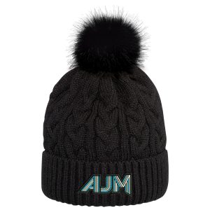 Cuff Toque (Faux Fur Pom Pom 12cm, Women’s) — Jacquard cable knit — AJM 9L594L