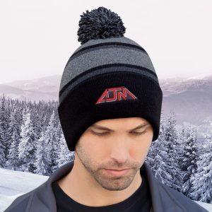 Alternative view of Cuff Toque (Pom Pom 8cm) — Heather/Stripe rib knit — AJM 9M069M