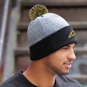 Alternative view of Cuff Toque (Pom Pom 8cm) — Heather knit/Cable rib knit — AJM 9P184M