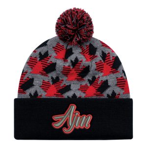 Cuff Toque (Maple Leaf, Pom Pom 8cm) — Jacquard knit — AJM 9R262M