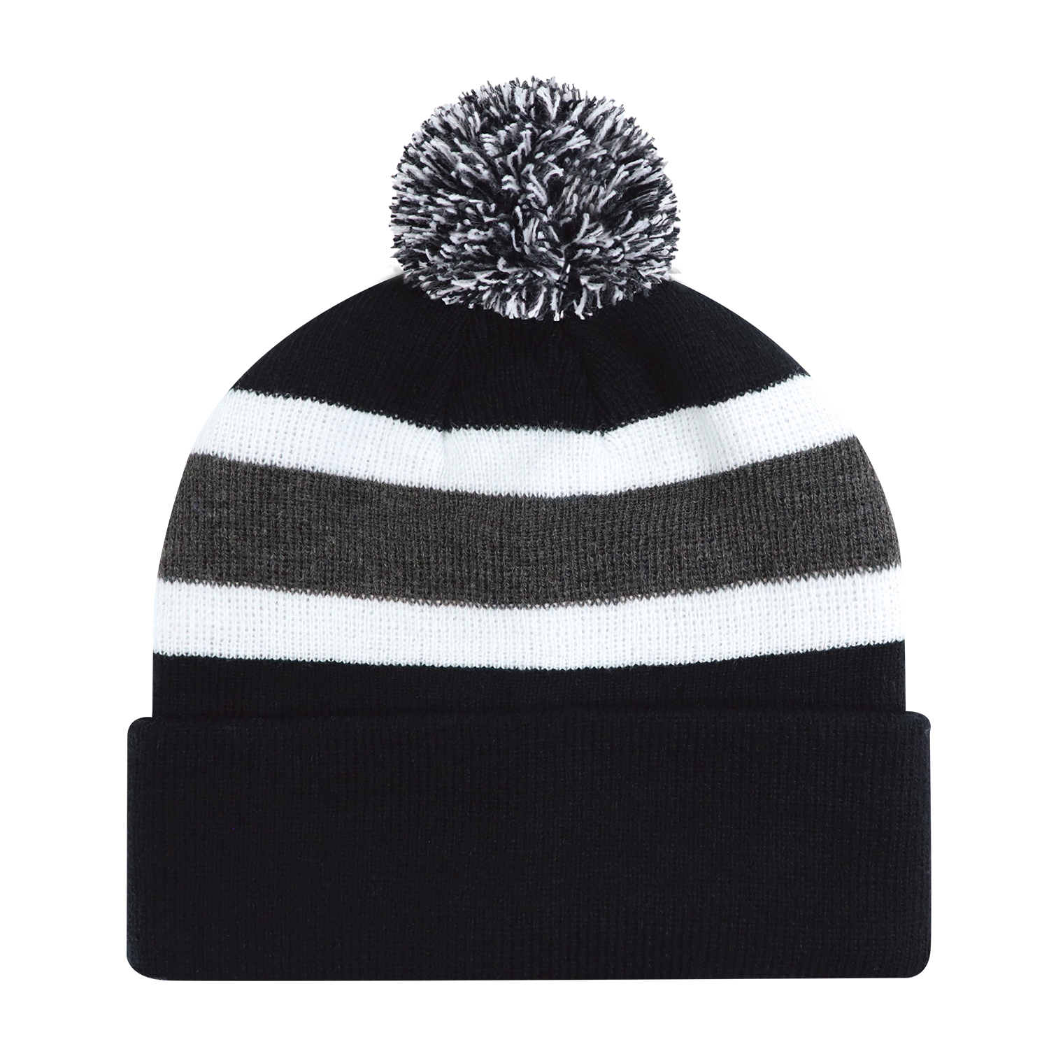 Cuff Toque (Pom Pom 8cm, Junior) — Stripe rib knit — AJM 9S243J - Image 4