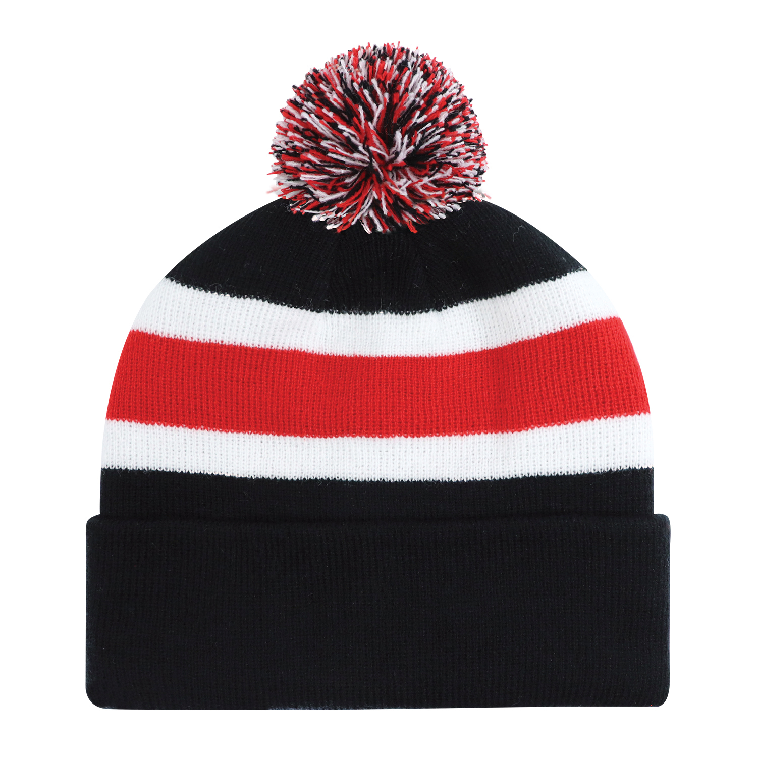 Cuff Toque (Pom Pom 8cm, Junior) — Stripe rib knit — AJM 9S243J - Image 6