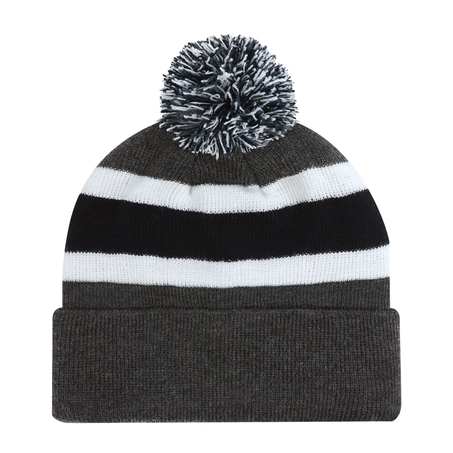 Cuff Toque (Pom Pom 8cm, Junior) — Stripe rib knit — AJM 9S243J - Image 8
