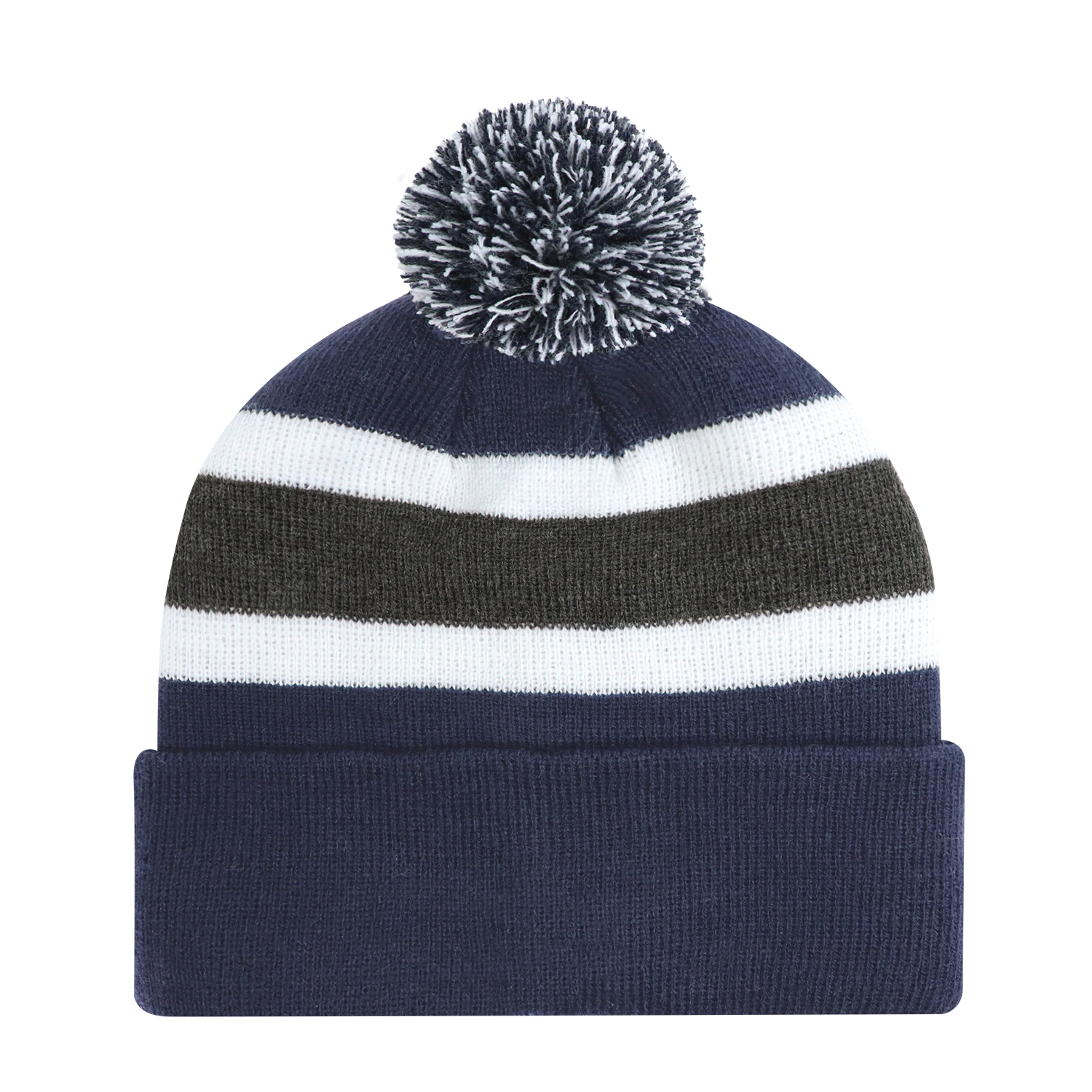 Cuff Toque (Pom Pom 8cm, Junior) — Stripe rib knit — AJM 9S243J - Image 9