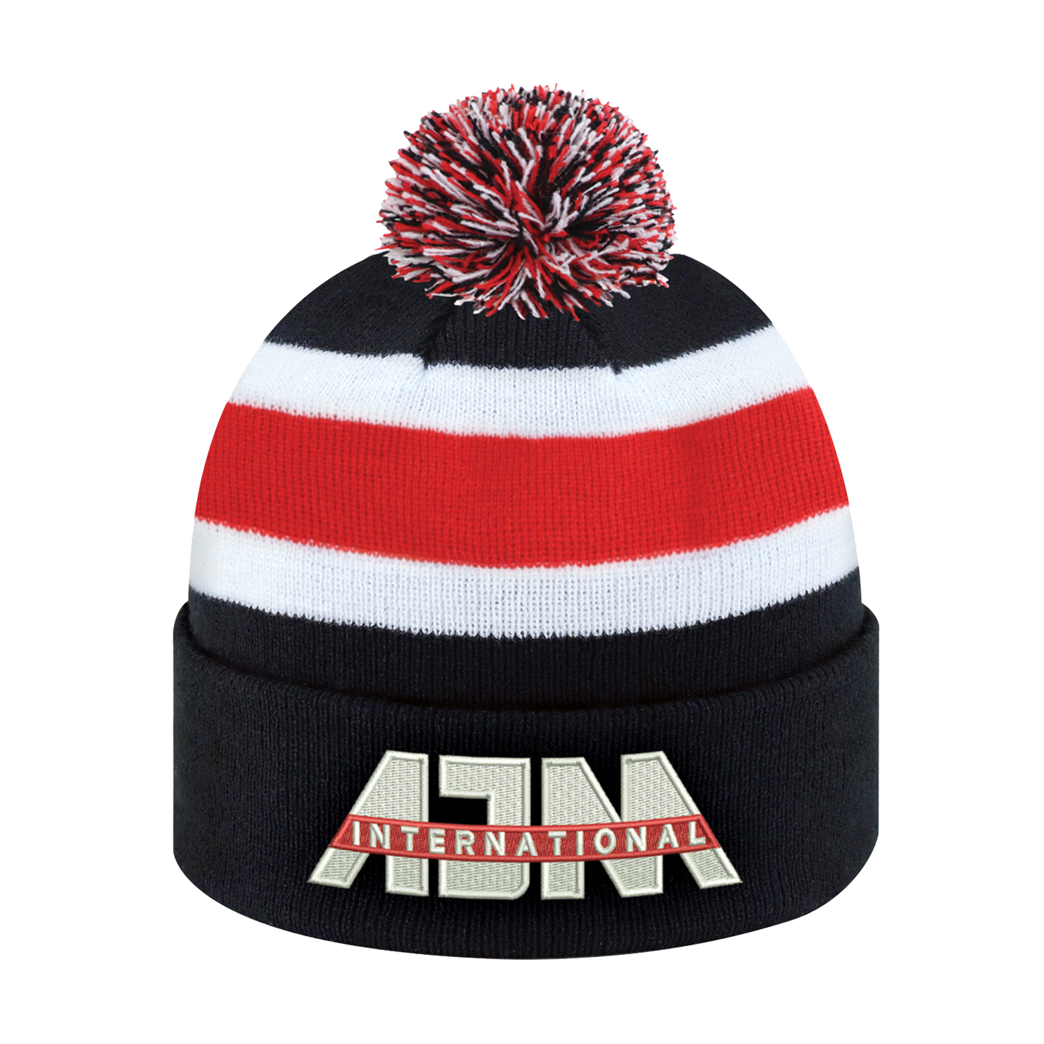 Cuff Toque (Pom Pom 8cm, Junior) — Stripe rib knit — AJM 9S243J