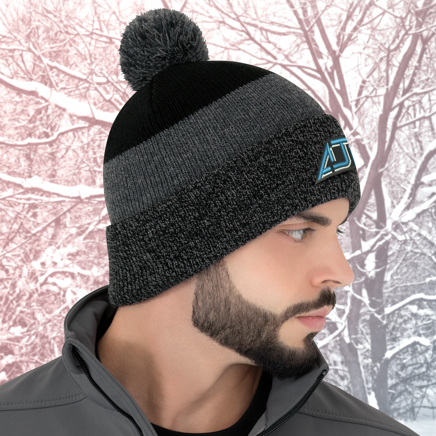 Cuff Toque (Pom Pom 8cm) — Marl rib knit — AJM 9T066M - Image 2