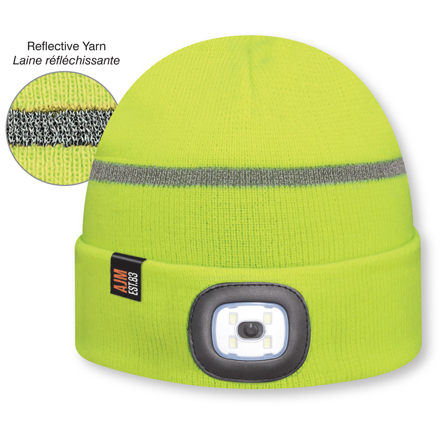 Cuff Toque with LED Light (Reflective, Safety) — Rib knit — AJM 9X190M - Image 4