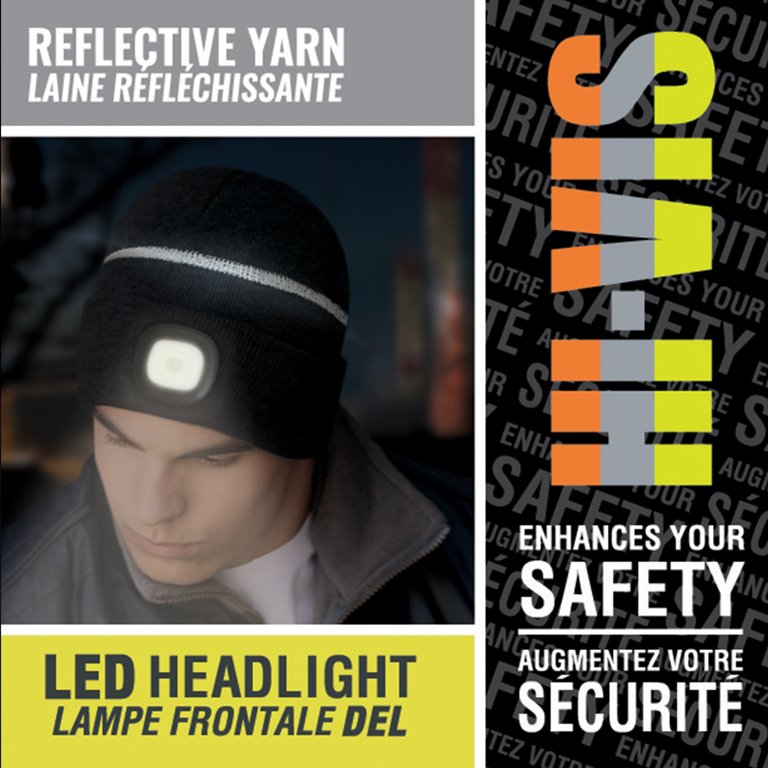Cuff Toque with LED Light (Reflective, Safety) — Rib knit — AJM 9X190M - Image 5