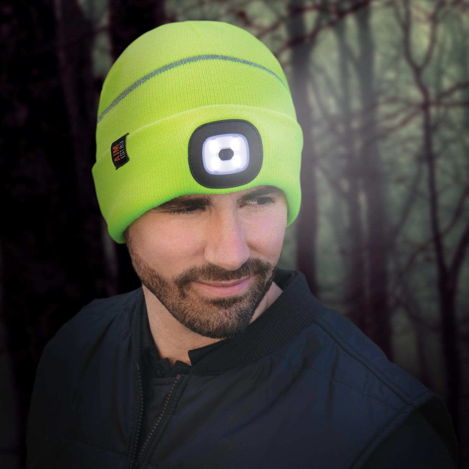 Cuff Toque with LED Light (Reflective, Safety) — Rib knit — AJM 9X190M - Image 3