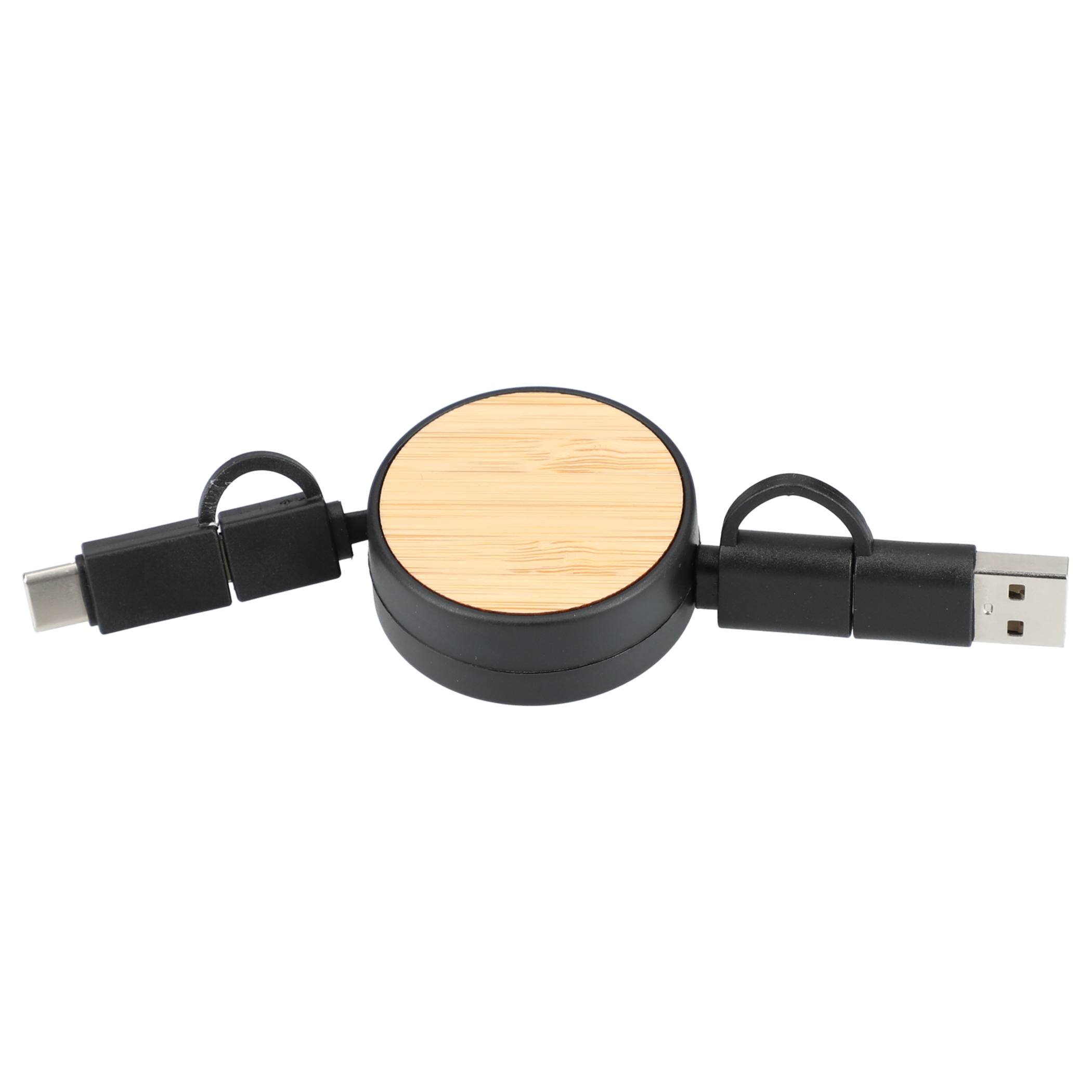 FSC® 100% Bamboo Retractable 5-in-1 Charging Cable - Image 5
