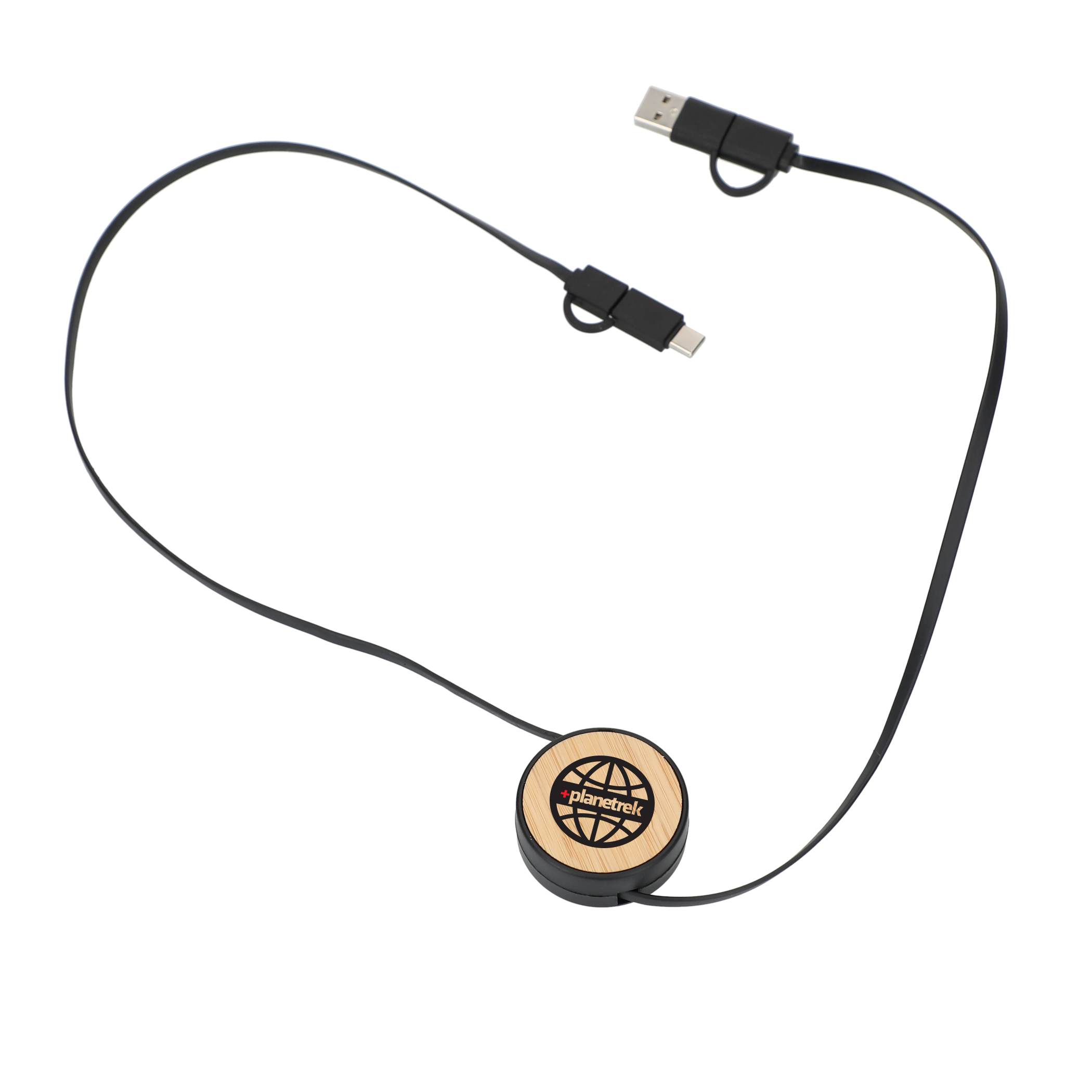 FSC® 100% Bamboo Retractable 5-in-1 Charging Cable - Image 6